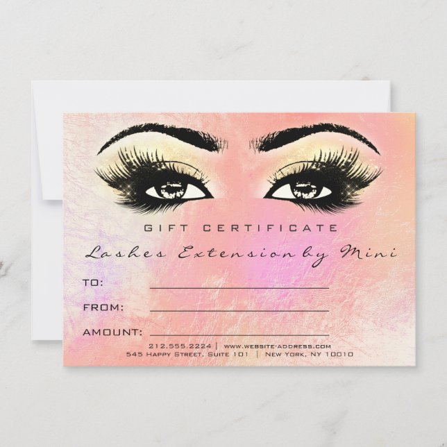 Lash Peach Ro Guld Makeup Certificate Gift (Framsida)