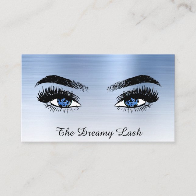 *~* Lash QR Brows Extensions BLUE glitter Visitkort (Framsida)