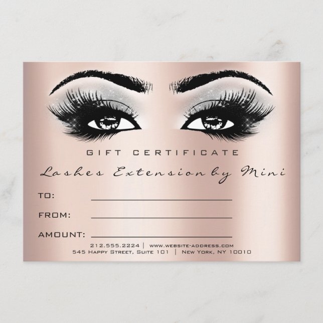 Lash Rosa ros Grått Makeup Certificate Gift (Framsida)