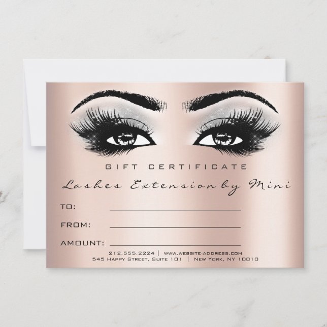 Lash Rosa ros Grått Makeup Certificate Gift (Framsida)