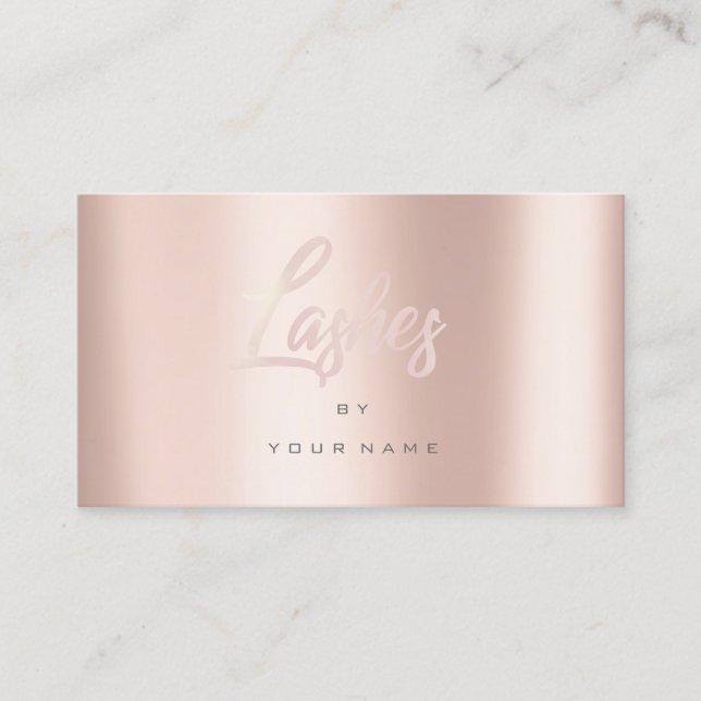 Lash Rosa ros Guld Faux Typograph Makeup Visitkort (Framsida)