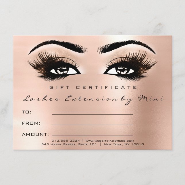 Lash Rosa ros  Makeup Certificate Gift (Framsida)