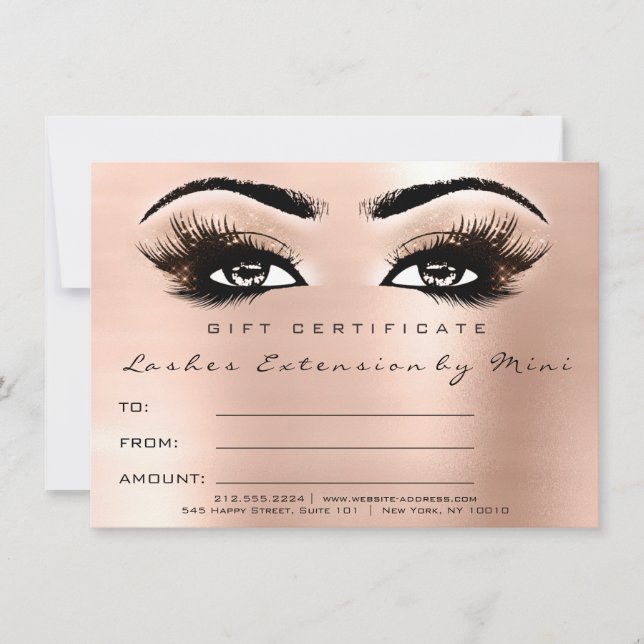 Lash Rosa ros  Makeup Certificate Gift (Framsida)