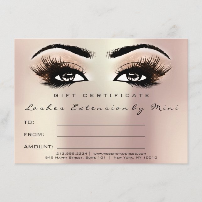 Lash Rosa ros  Makeup Certificate Gift (Framsida)
