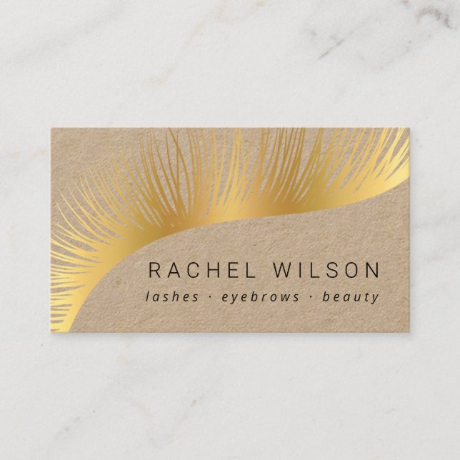 Lash Rustic Kraft guld makeup artist ögonelash Visitkort (Framsida)