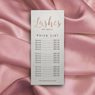 Lash Salon Lash Pub Esthetician Pris List Reklamkort