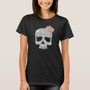 Lash Silver Glitter Skull Beauty Ro Flower T Shirt