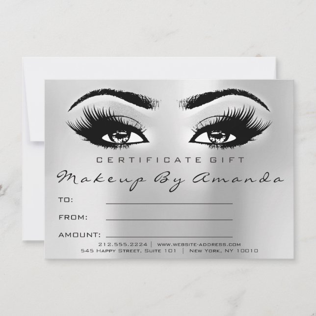Lash Silver Grått  Makeup Artist Certificate Gift (Framsida)