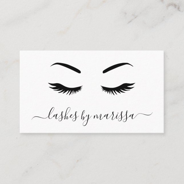 Lash Simple Minimalist Black and White Elegant Visitkort (Framsida)