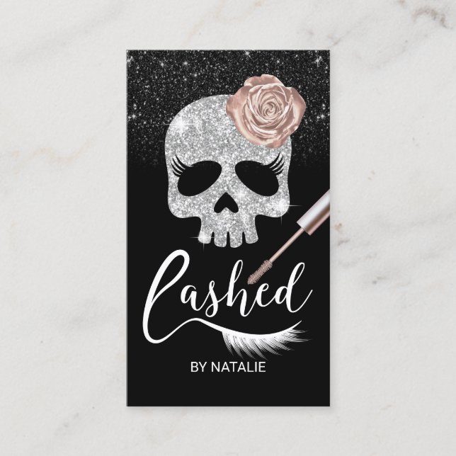 Lash Skull Beauty Modern Eyelash Extensions Visitkort (Framsida)