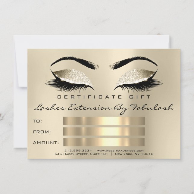 Lash SPA Makeup Certificate Gift Champaigne (Framsida)