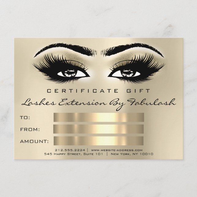 Lash SPA Makeup Certificate Gift Öga (Framsida)