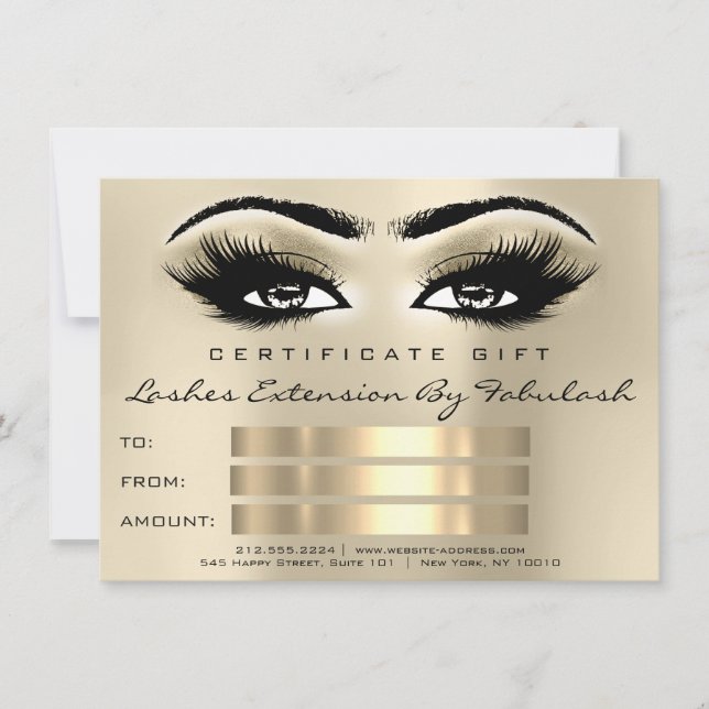 Lash SPA Makeup Certificate Gift Öga (Framsida)