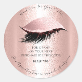 Lash Studio för tack Order Logotyp Rabatt Code Runt Klistermärke