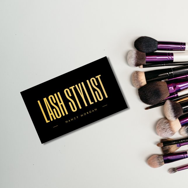 Lash Stylist Black och Guld Visitkort (Skapare uppladdad)