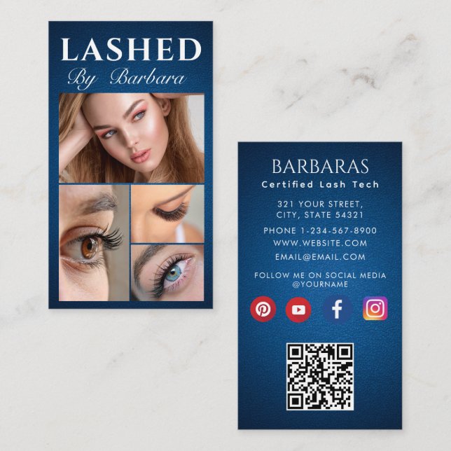 Lash stylist modern typography script lyxbild visitkort (Fram/baksida)