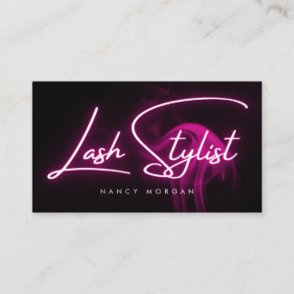 Lash Stylist Typografi Rosa Neon Visitkort