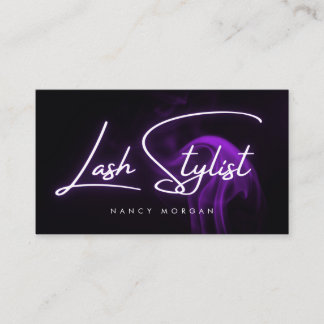 Lash Stylist Typography Purple Neon  Visitkort