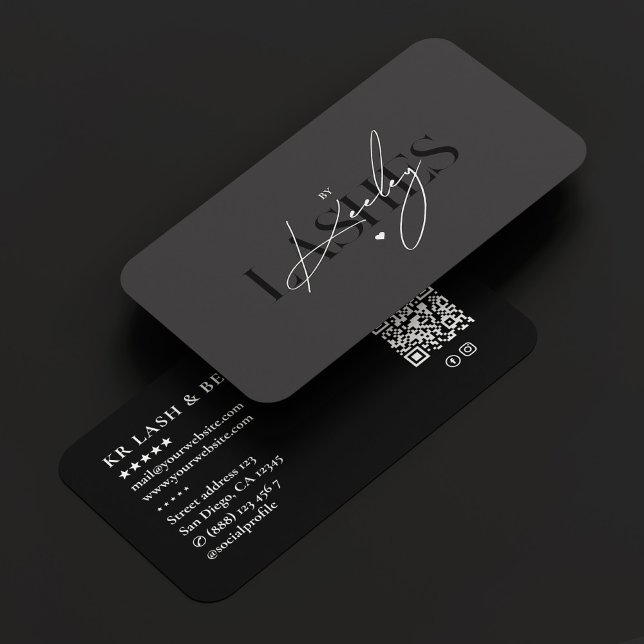Lash Tech Beauty Salon Elegant Namnteckning Mörk Visitkort (Lashes Tech Beauty Salon Elegant Signature Dark Business Card
)