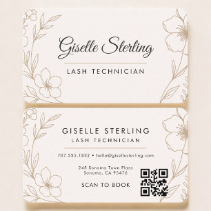 Lash Tech Blommig QR-kod Professionell Visitkort