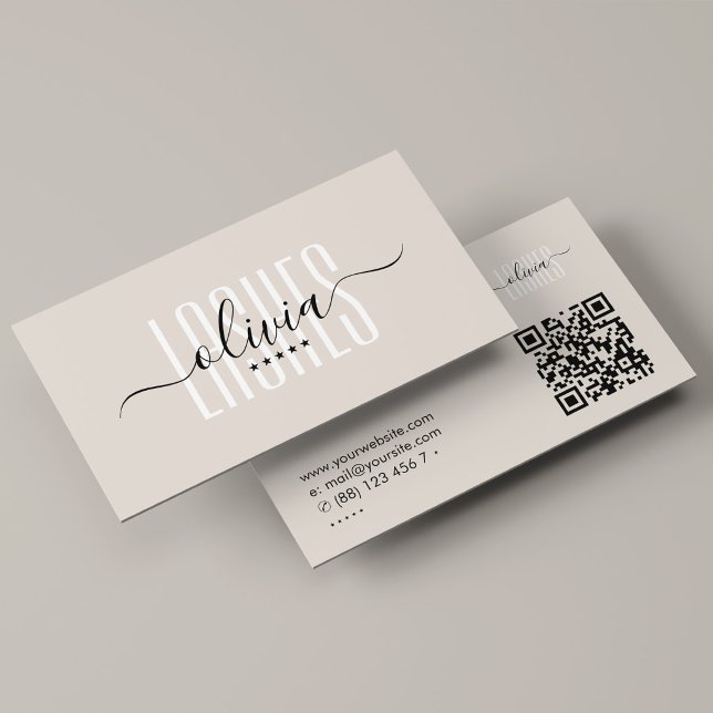Lash Tech Brow Artist Elegant Sand Visitkort (Lash Tech Brow Artist Elegant Sand Business Card
)