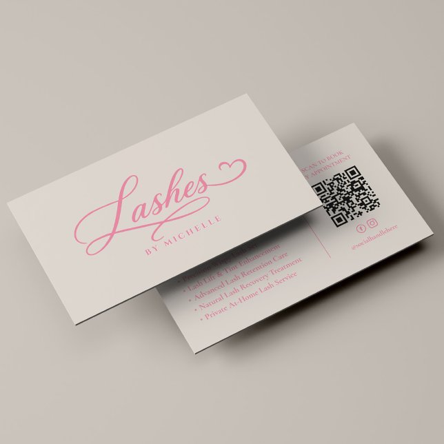 Lash Tech Elegant Lashes Script Rosa Sand Visitkort (Lash Tech Elegant Lashes Script Pink Sand Business Card
)