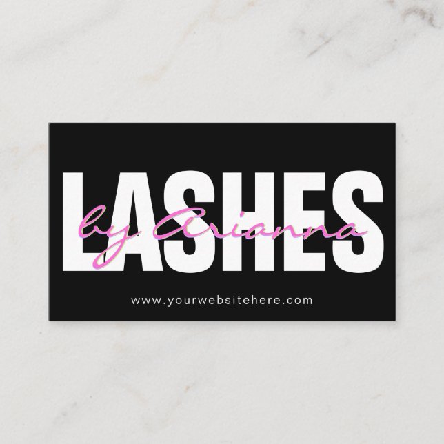 Lash Tech Eyelash Extensions Lash Boutique Neon  Visitkort (Framsida)