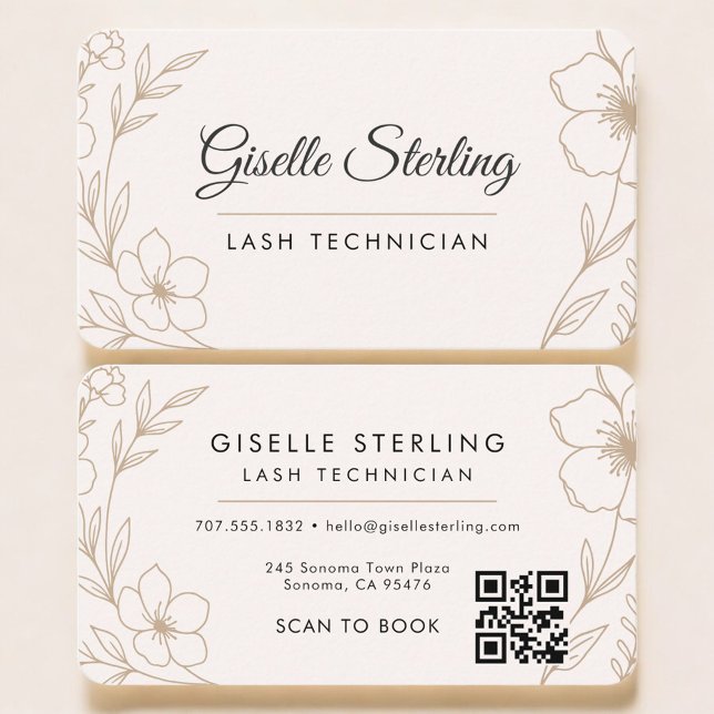Lash Tech Floral QR Code Professional Visitkort (Skapare uppladdad)