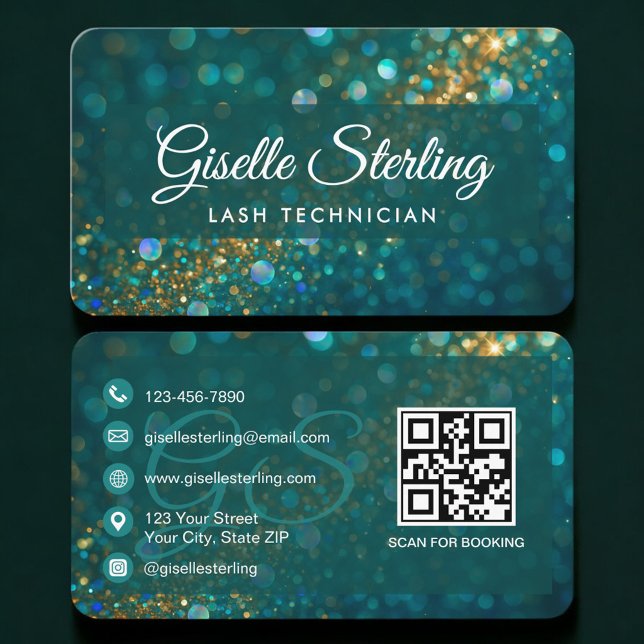 Lash Tech Glitter QR-kod Visitkort (Skapare uppladdad)