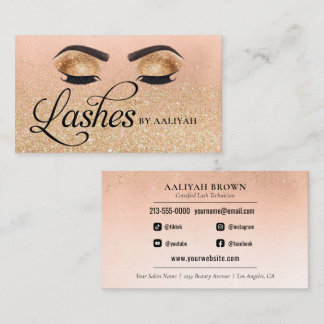 Lash Tech Guld Glam Glitter Öga Beauty Salon Visitkort