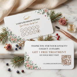 Lash Tech Holiday Lojalitetsstämpelkort Botaniskt Lojalitetskort