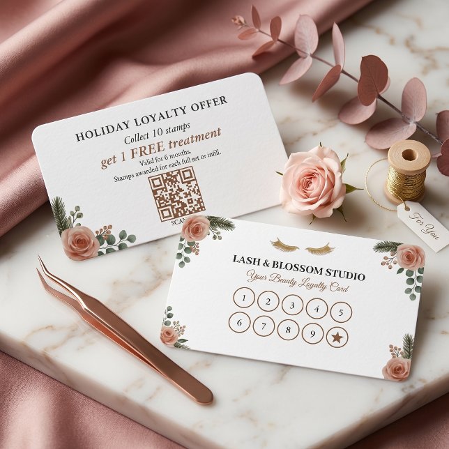 Lash Tech Holiday Lojalitetsstämpelkort Botaniskt Lojalitetskort (Lash Tech Holiday Loyalty Punch Card Botanical
)