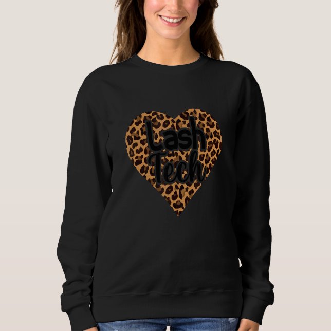 Lash Tech Leo Leopard Heart Eyelash Lash Tech T Shirt (Framsida)