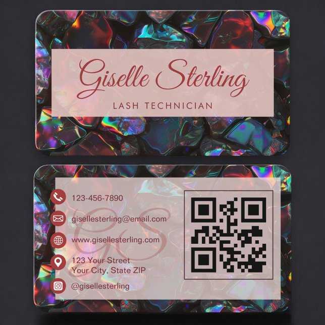 Lash Tech Opal Black QR-kod Visitkort (Skapare uppladdad)