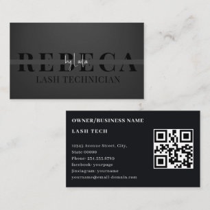 Lash Tech Salon Photo Black Luxury QR-kod Visitkort