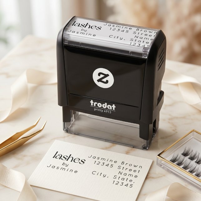 Lash Tech Studio Anpassad Returadress Elegant Självfärgande Stämpel (Skapare uppladdad)