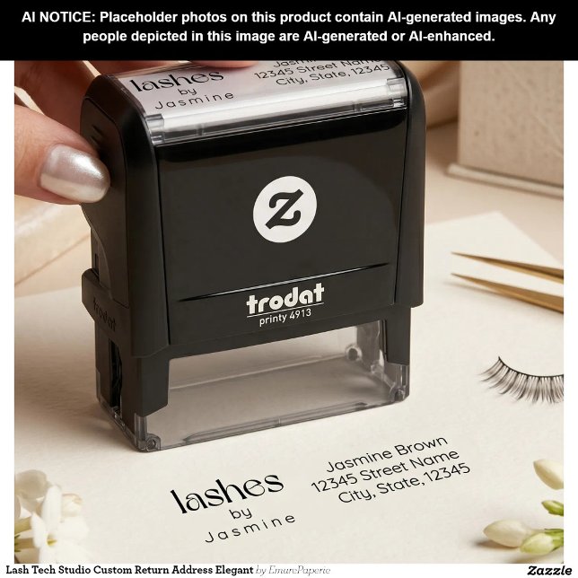 Lash Tech Studio Anpassad Returadress Elegant Självfärgande Stämpel (Skapare uppladdad)
