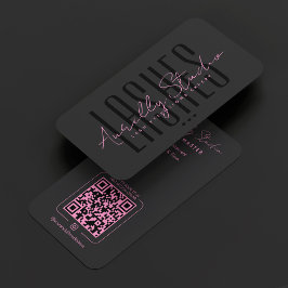 Lash Tech Studio Minimal Rosa Svart Bokning Visitkort