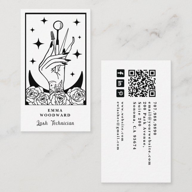 Lash Tech Tarot Business Card Visitkort (Fram/baksida)