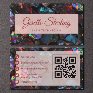 Lash Technician Black Opal Gemstone QR-kod Visitkort