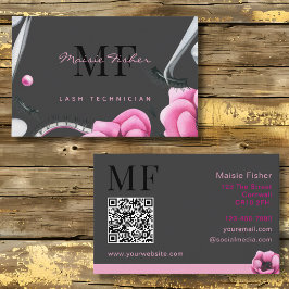 Lash Technician, Eyelash Infills QR Code Monogram Visitkort