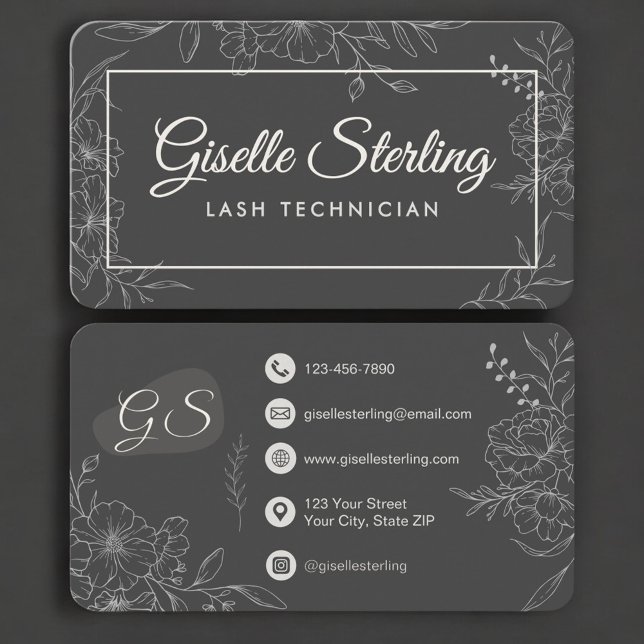 Lash Technician Floral Visitkort (Skapare uppladdad)