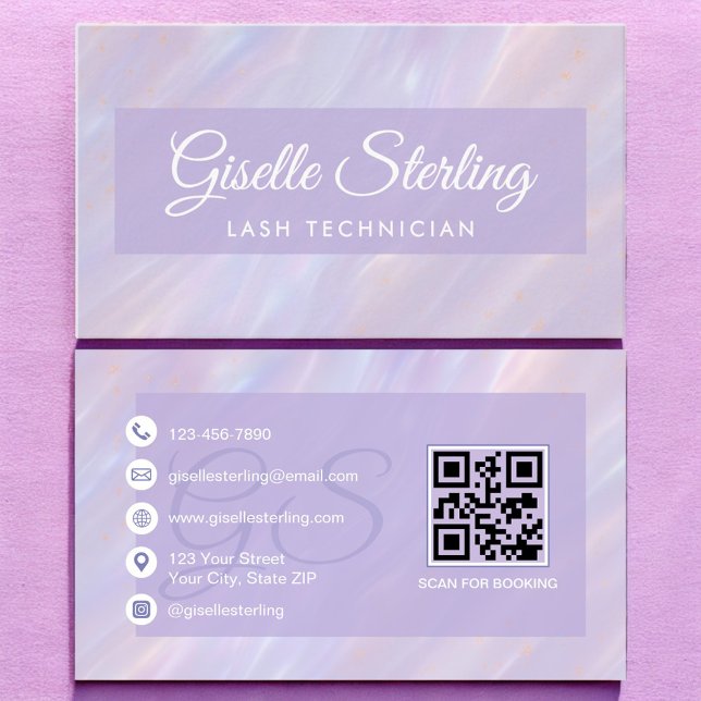 Lash Technician Iridescent Pastel Opal HoloGrapal Visitkort (Skapare uppladdad)