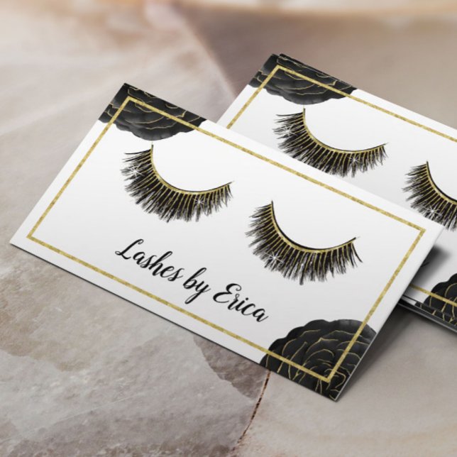 Lash Technician Makeup Artist Black Blommigt Lojalitetskort (Skapare uppladdad)
