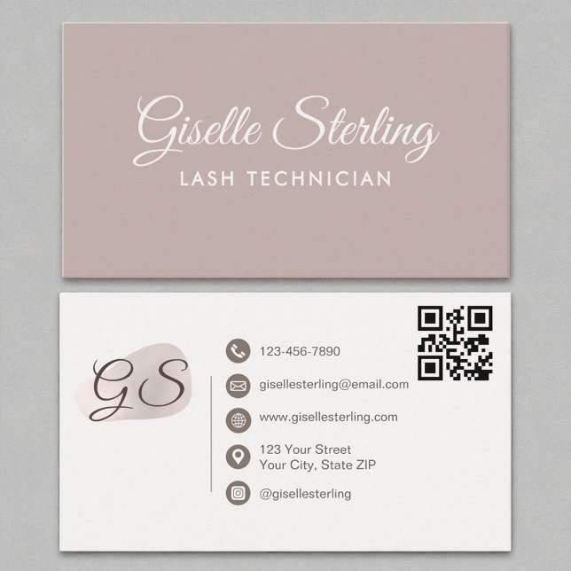Lash Technician  Mauve Modern Elegant QR-kod Visitkort (Skapare uppladdad)