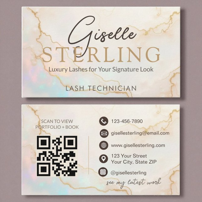Lash-tekniker Opal Stone QR-kod Visitkort (Skapare uppladdad)