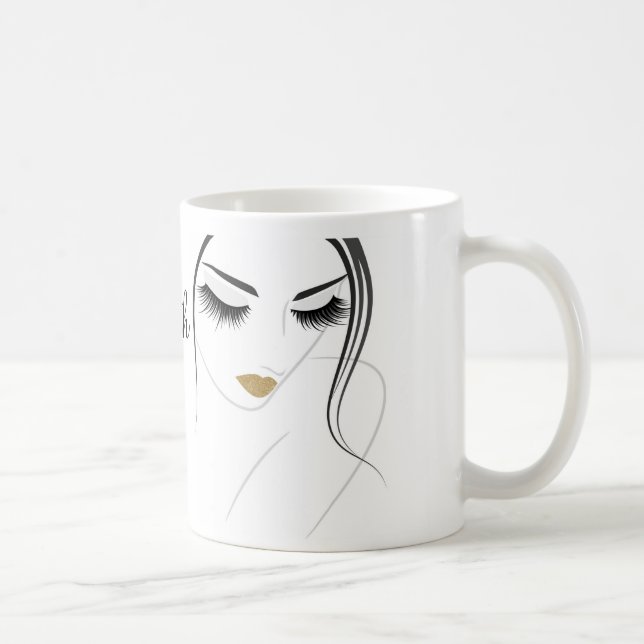Lash-tillägg för långa tankstreck från ansikte kaffemugg (Höger)