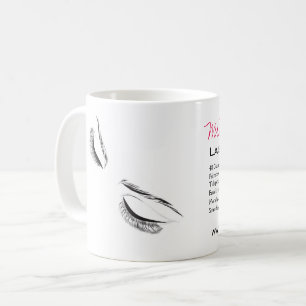 Lash-tillägg för långa tankstreck från ansikte kaffemugg