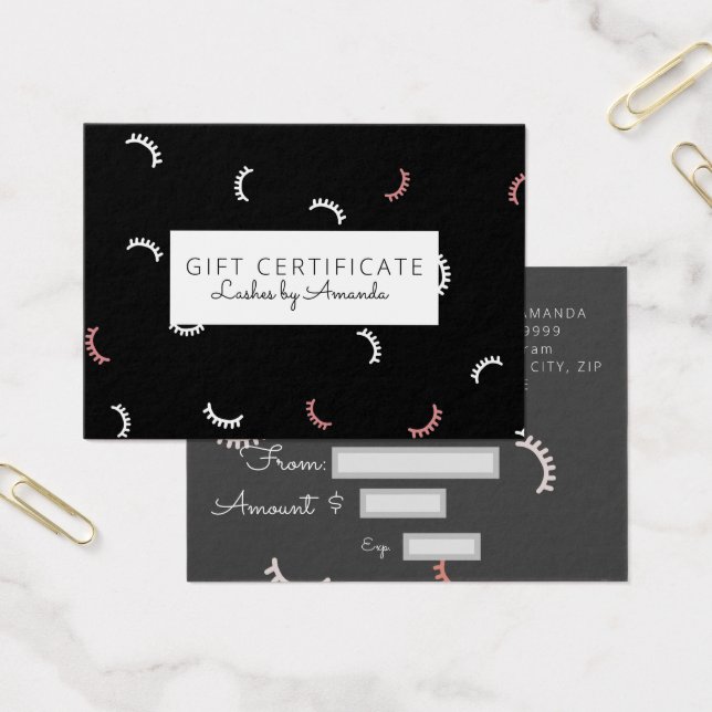 Lash-tillägg för presentcertifikat visitkort (Kontor)