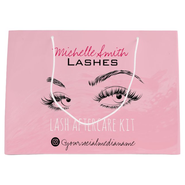 Lash-tillägg Lash Brow Rosa Lash-efterbehandlingss (Framsidan)